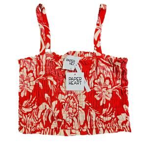 Anthropologie Paper Heart Cropped Top Women's Large Hawaiian Linen Blend‎ Resort